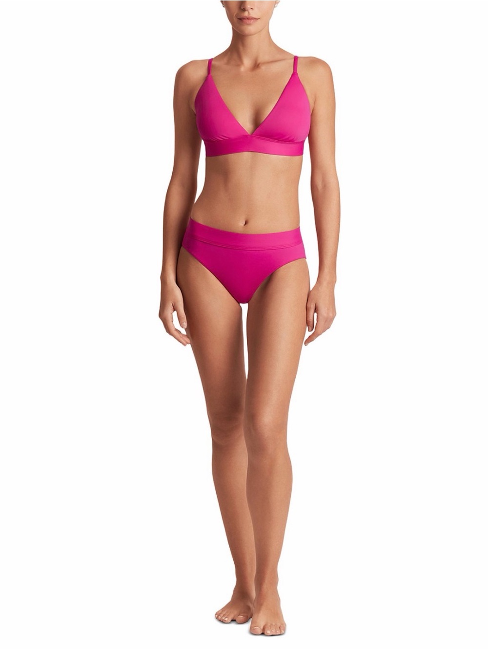 Lauren Ralph Lauren Women’s Triangle V-Neck Bikini Set-Freesia Pink Size 4